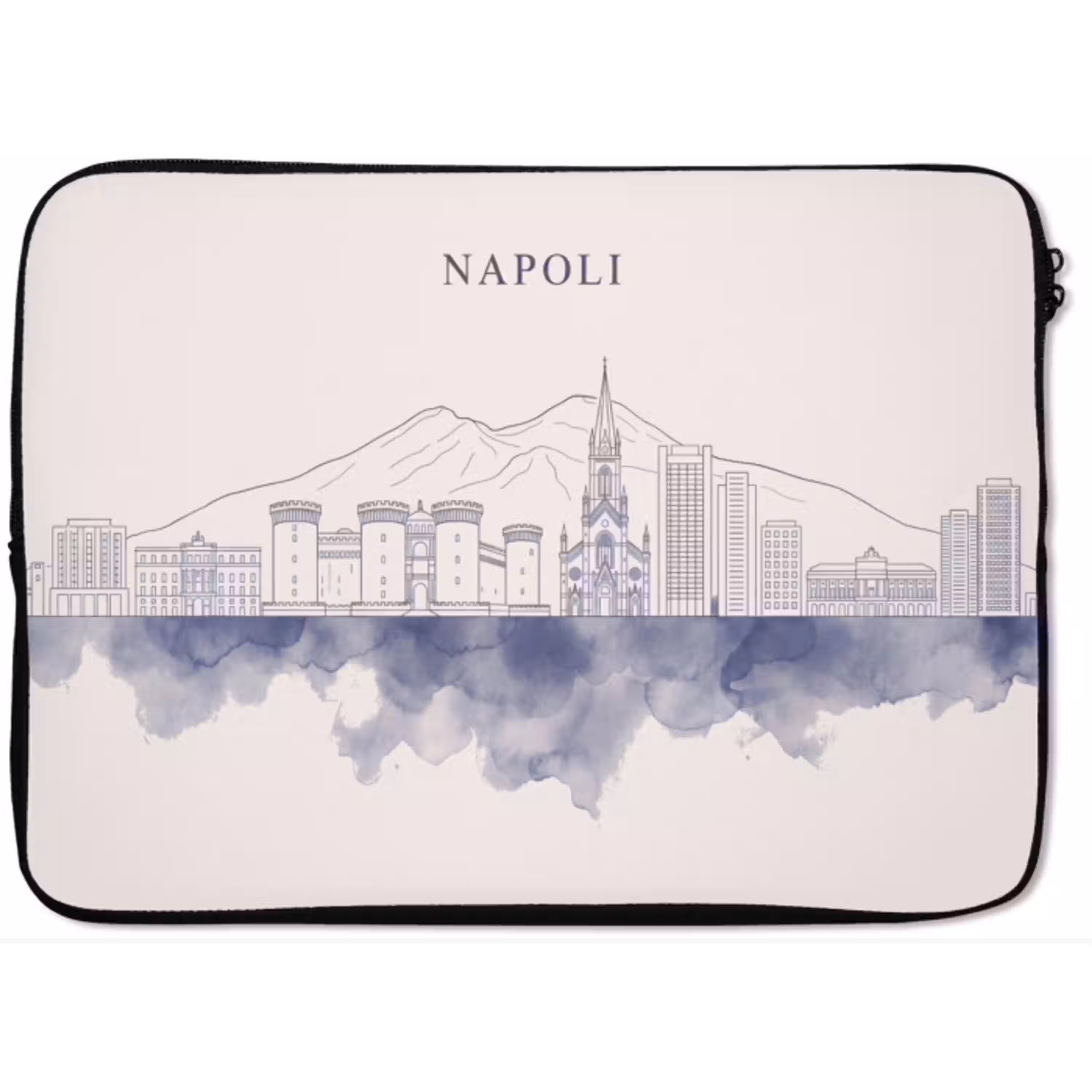 Napels - Skyline - Italie - Lijntekening - Aquarel laptophoes neopreen klein -zkaufland3dotto