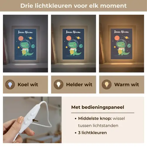 Dino - Ruimtepak - Planeten Light Box met kabel (Kinderlampje) klein -USP_lichtkleurNL