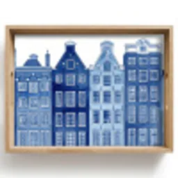 Aquarel - Grachtenpanden - Delfts - Blauw Dienblad Rechthoek middel -z3d_shopping