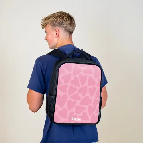 Roze hartjes patroon Rugzak - Zwart middel -sfeer8