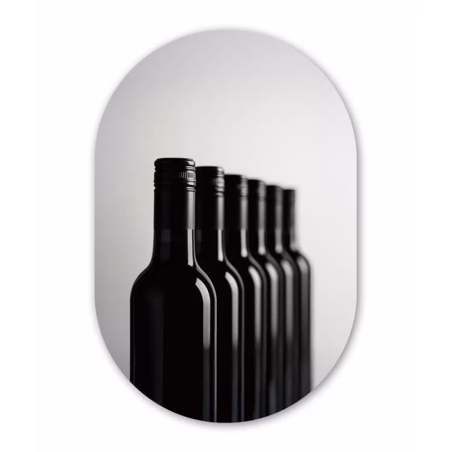 Glasbild Oval - Weinflaschen - Schwarz - Minimalistisch