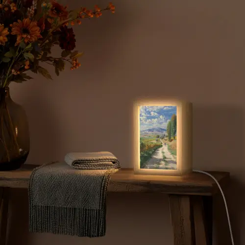 Mensen - Wandelen - Zandpad - Velden Light Box met kabel (Tafellamp) klein -sfeer4