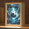 Voetbal - Galaxy - Ruimte - Sport - Blauw Light Box met kabel (Kinderlampje) klein -zzz_3d_website