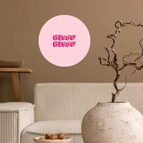Bisou - Roze - Schaduw Wandcirkel behangsticker klein -sfeer1