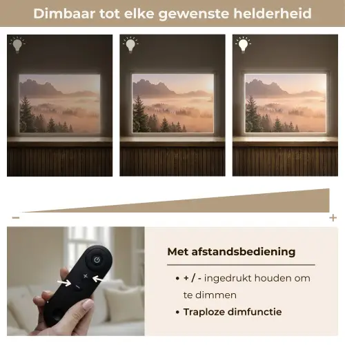 Zonlicht - Mist - Bergen - Bomen Light Box met batterij (Wandlamp) middel -USP_dimbaarNL