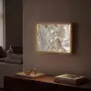 Abstract - Marmer - Wit - Bruin - Marmerlook Light Box met batterij (Wandlamp) middel -sfeer1