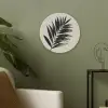 Palmblad - Subtiel - Groen - beige Akoestische PET Vilt - Rond klein -sfeer2