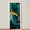 Marmer - Goud - Blauw groen - Abstract - Turquoise deurposter klein -3d_beige