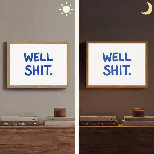 Blauw - Quote - Wit Light Box met batterij (Wandlamp) middel -sfeer3