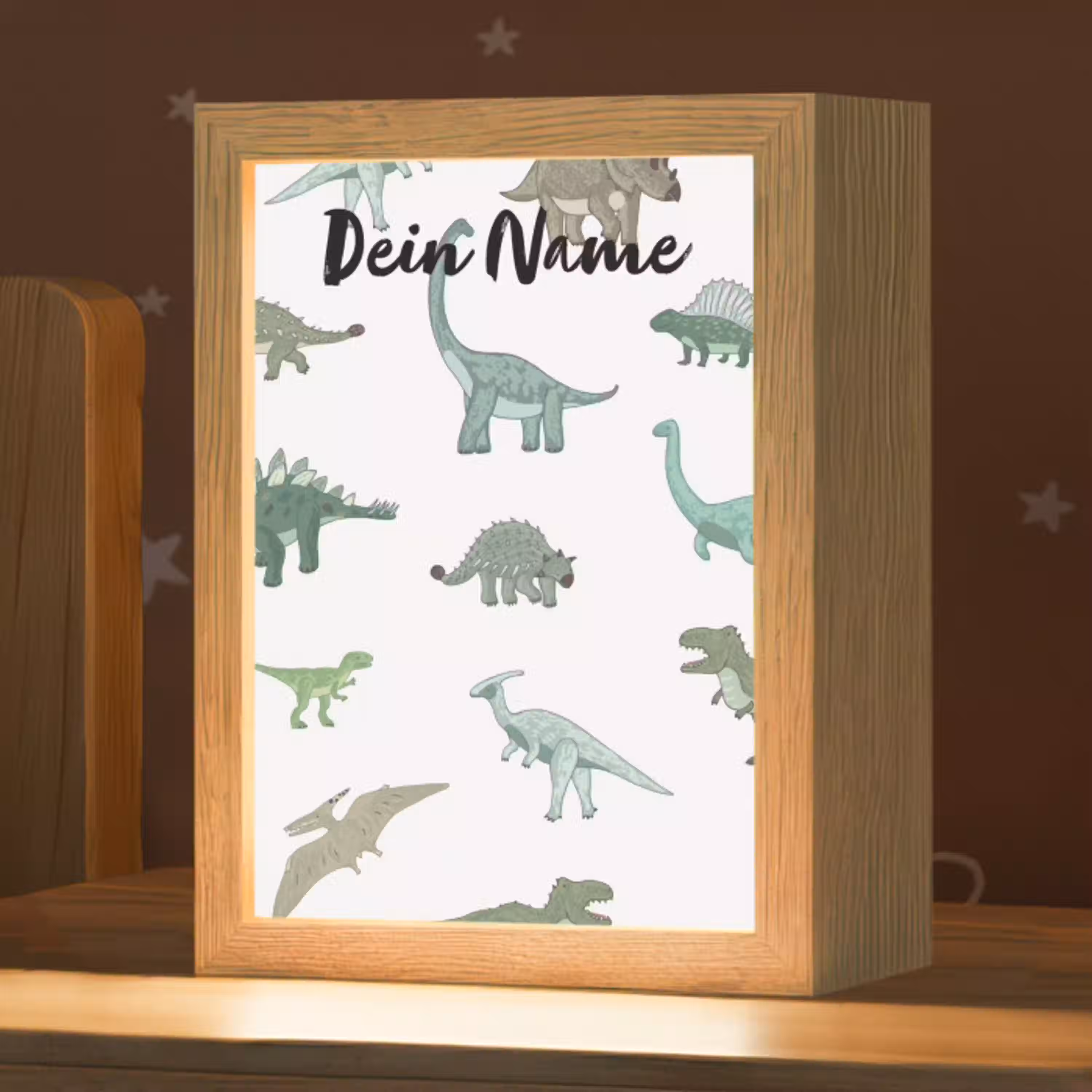 Dino - Groen - Jongens - Dinosaurus - Blauw Light Box met kabel (Kinderlampje) klein -zzz_3d_website
