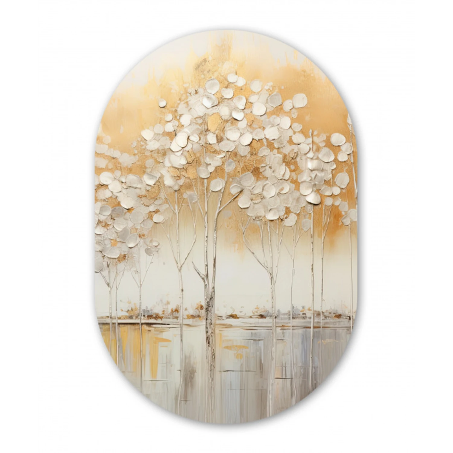 Bomen - Kunst - Acryl - Natuur Wandcirkel Ovaal Forex klein -3d