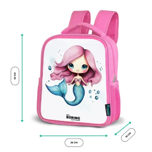 Zeemeermin met roze haar en blauwe staart tussen luchtbellen Kinderrugzak - Roze middel -productfoto_formaten
