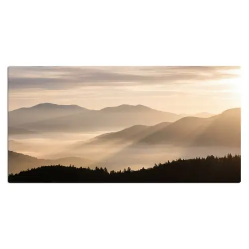 Bergen - Mist - Zonnestralen Muismat XXL klein -3d_leeg