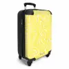 Gele achtergrond met abstracte witte lijnen NBS - Handbagage koffer - Kinderen Unisex middel -productfoto_3d