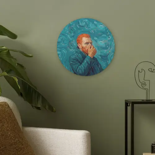 Portret - Klassiek - Blauw Akoestische PET Vilt - Rond klein -sfeer2