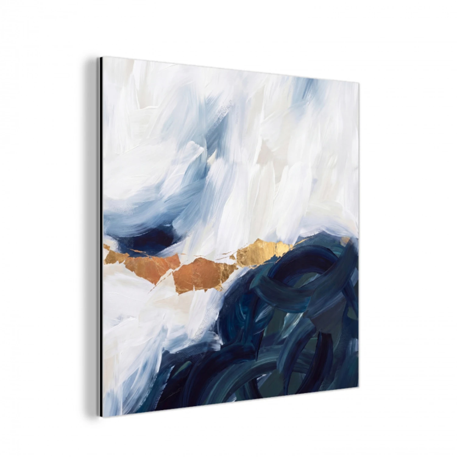 Abstract - Acryl - Blauw - Goud - Elegant aluminium wit klein -3d