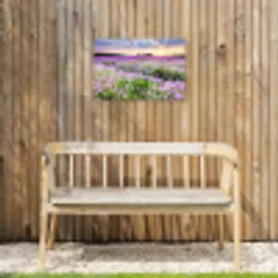 Bloemen - Lavendel - Paars - Lucht - Zonsondergang - Weide - Natuur Tuinposter op houten frame 2 cm dik klein -sfeer4