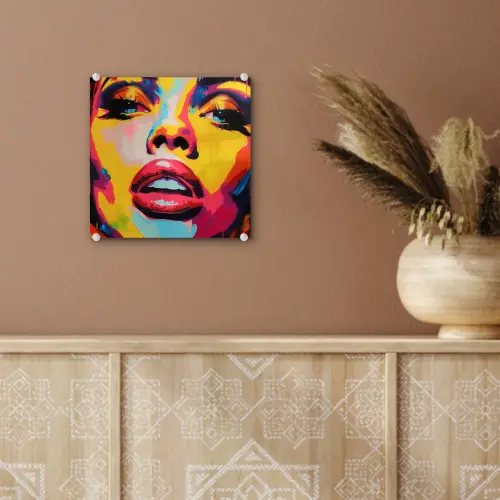 Vrouw - Gezicht - Kleurrijk plexiglas 5mm klein -sfeer5