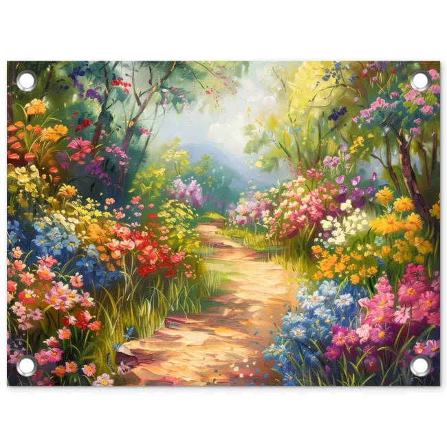 Natuur - Landschap - Bloemen - Kleurrijk tuinposter los doek klein -3d