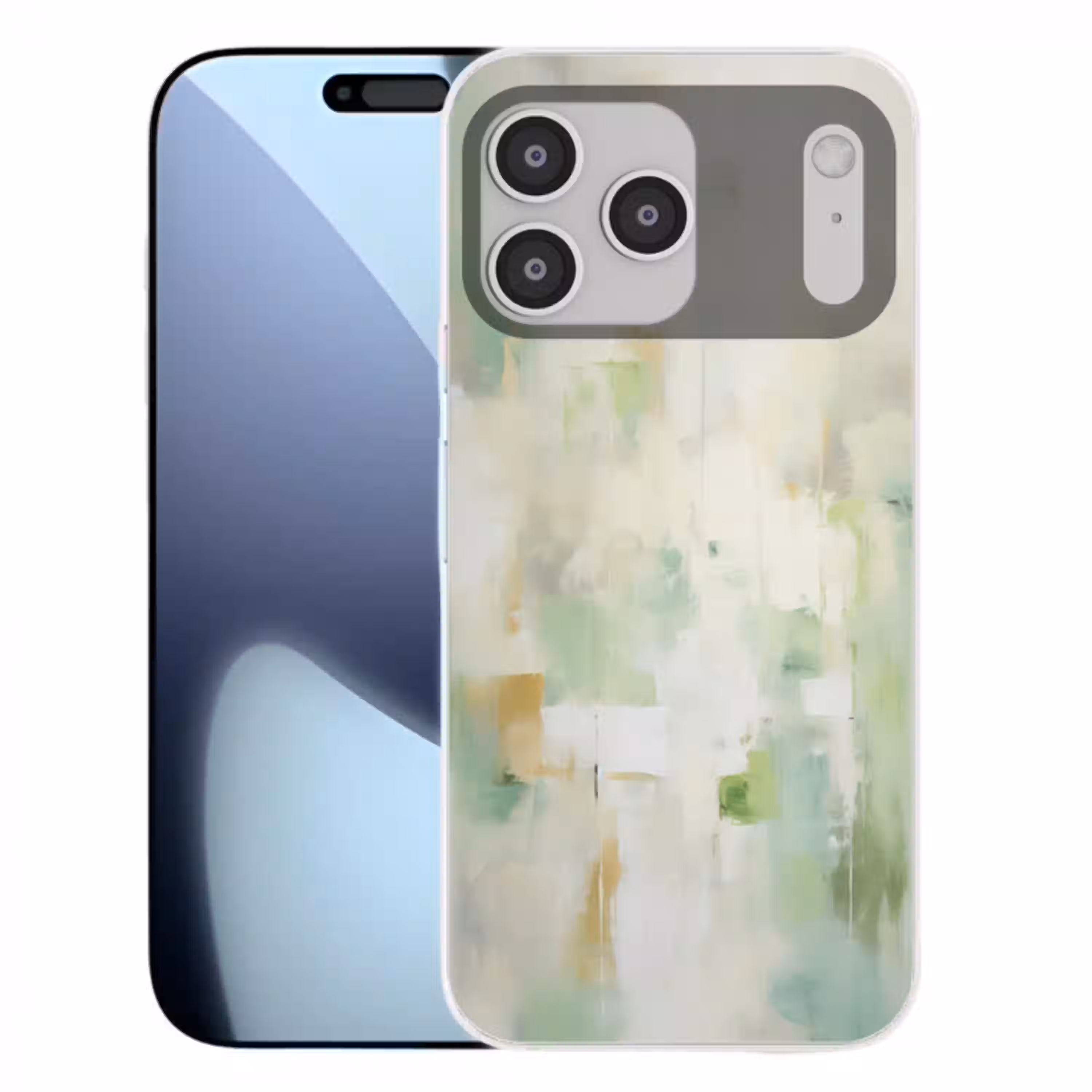 Abstract - Kunst - Wit - Groen - Modern Telefoonhoesje iPhone 17 Pro Max klein -3d