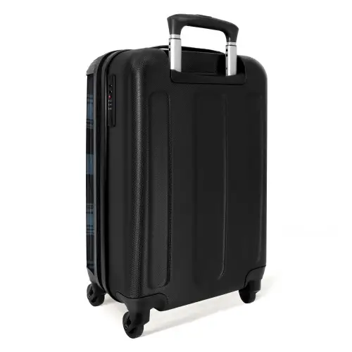 Klassiek geruit patroon in blauw tinten NBS - Handbagage koffer - Kinderen Unisex middel -achterkant