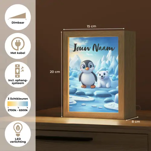 Pinguïn - IJsbeer - IJs - Sneeuw Light Box met kabel (Kinderlampje) klein -USP_NL