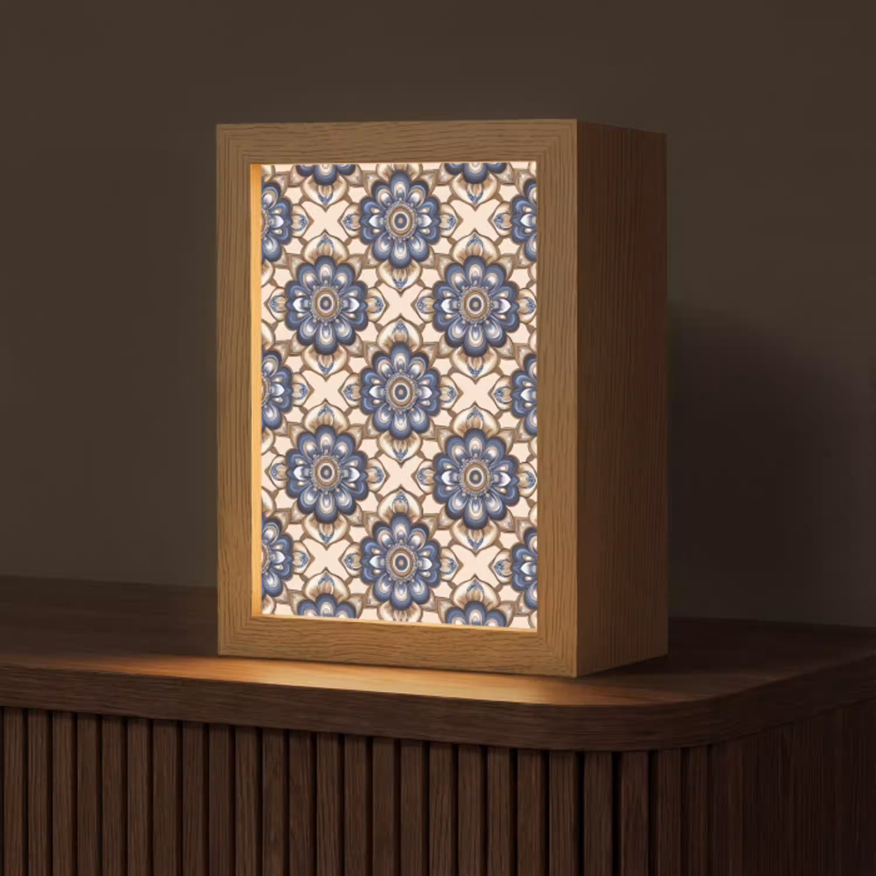 Floraal - Ornament - Blauw Light Box met kabel (Tafellamp) klein 925 -z3d_website