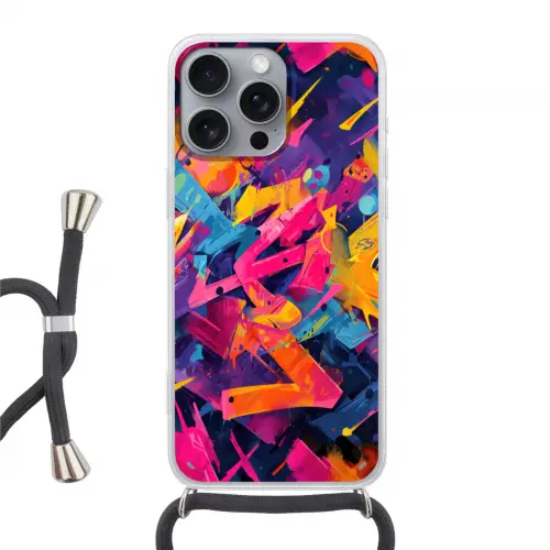 Abstract - Vormen - Kleurrijk Hoesje iPhone 16 Pro Max met koord klein -3d