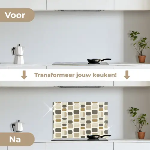 Blokken - Vintage - Grijs keuken achterwand spatscherm klein 900 -voor_na_NL
