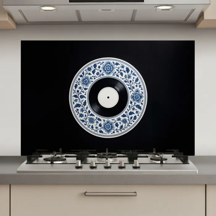 Vinyl - LP - Delfts Blauw - Muziek keuken achterwand spatscherm klein -3d_website