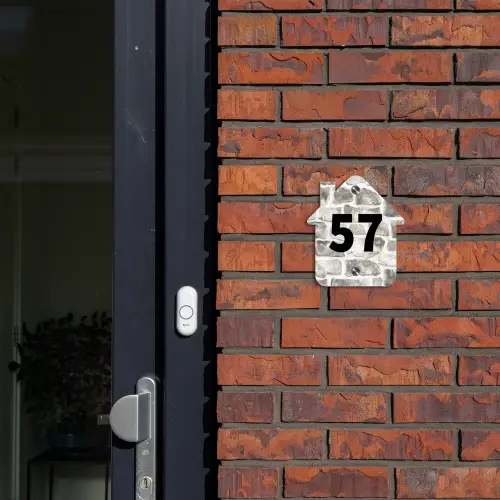 Vierkant - Natuurstenen - Traditioneel Naambord Huisje klein -sfeer2