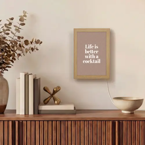 Cocktail - Tekst - Patroon - Wit Light Box met kabel (Wandlamp) klein -sfeer2