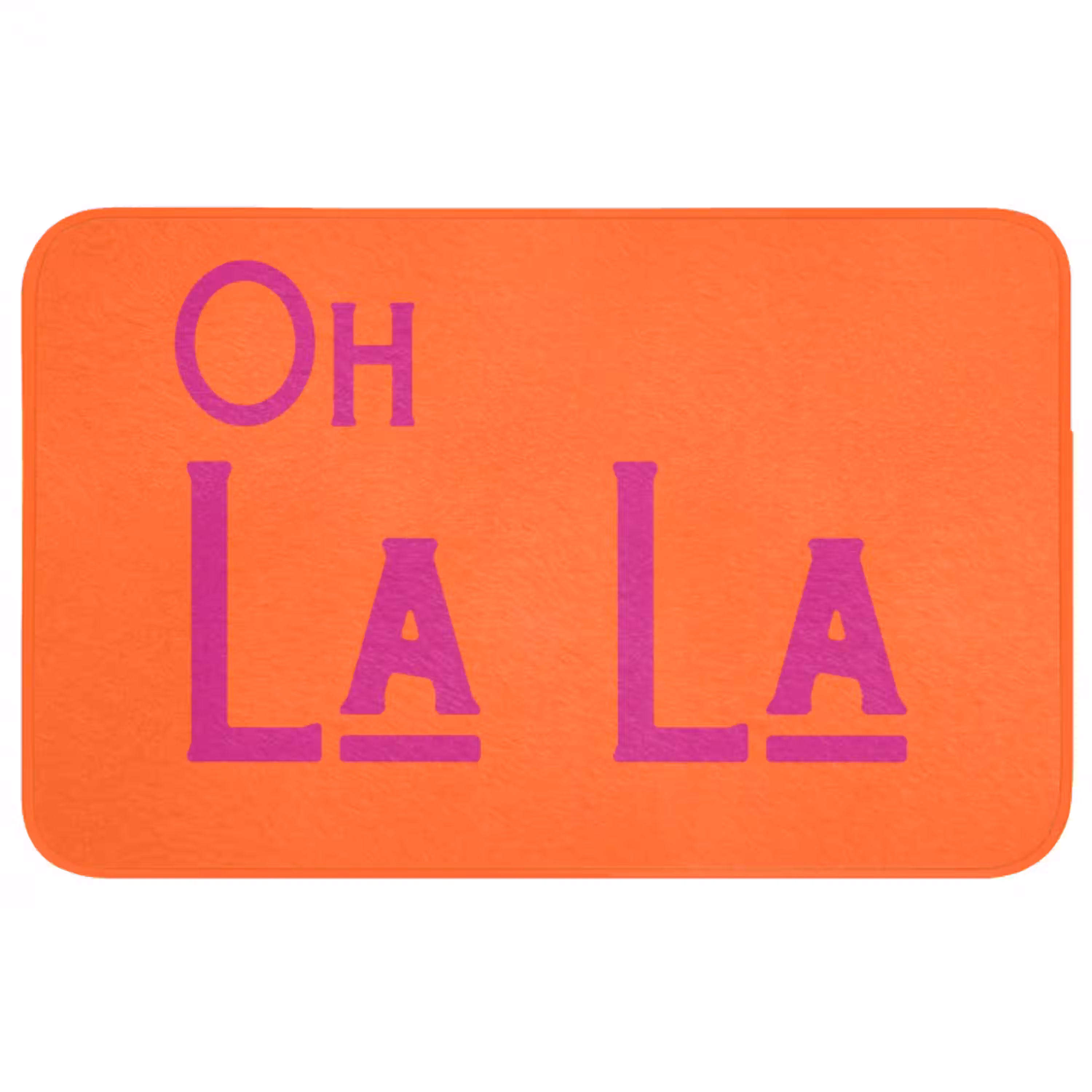 Oh la la - Oranje - Roze - Scheeflettertype Badmat middel -3d