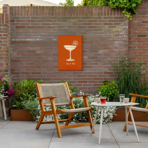 Cocktail - Oranje - Zomer - Quote Tuinposter op houten frame 2 cm dik klein -sfeer3