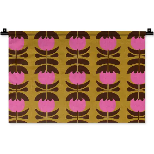 Abstract - Bloemen - Roze Wandkleed katoen klein 269 -zz3d