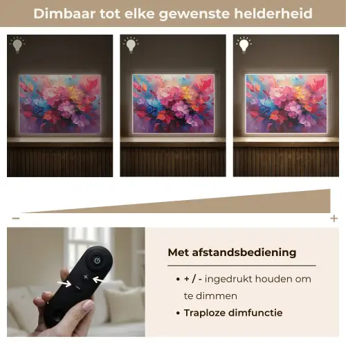 Bloemen - Verf - Abstract - Kleurrijk Light Box met batterij (Wandlamp) middel -USP_dimbaarNL