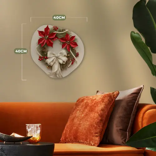 Deurkrans - Strik - Kerst - Rood - Groen Wandcirkel Organisch Forex 3mm klein -sfeer3
