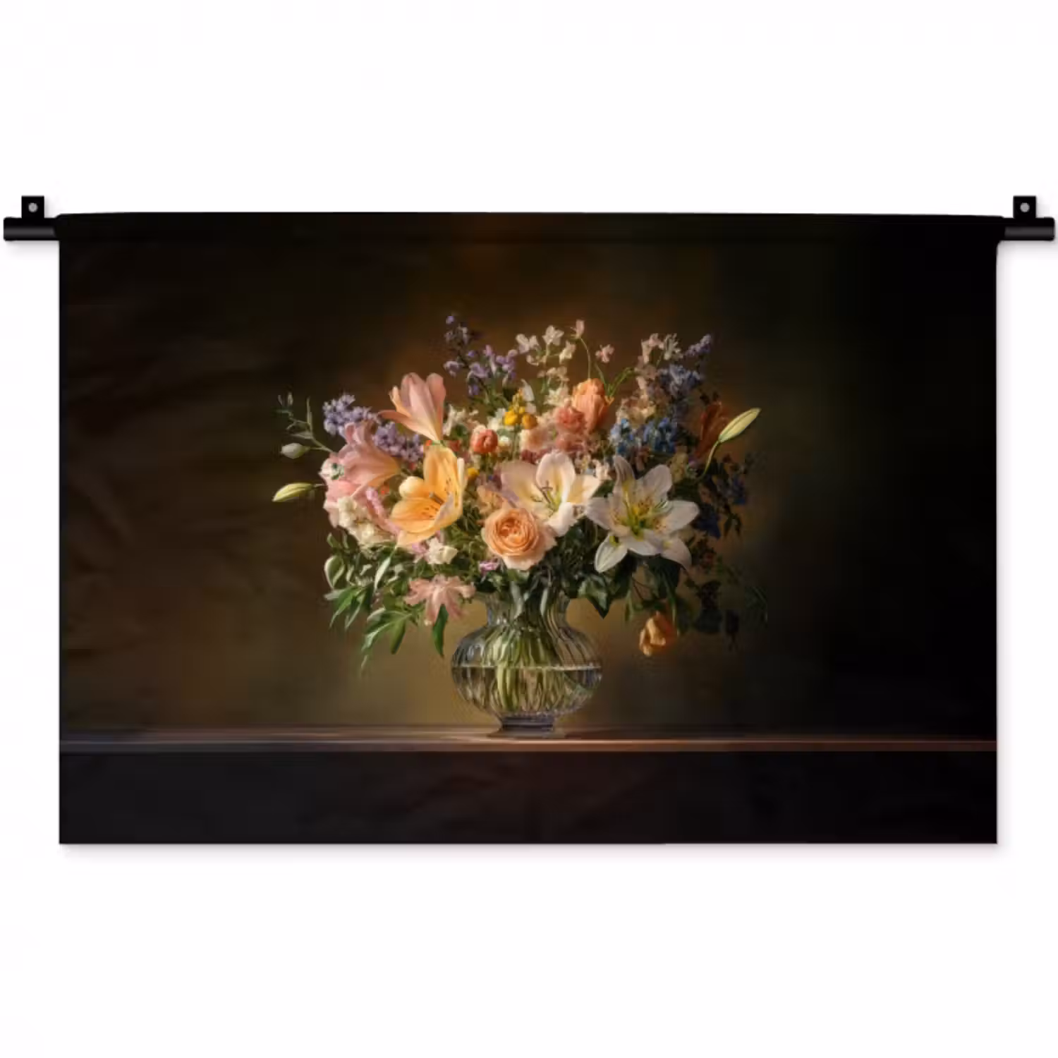 Wandteppich - Gläser - Blumen - Blumenstrauß - Farben