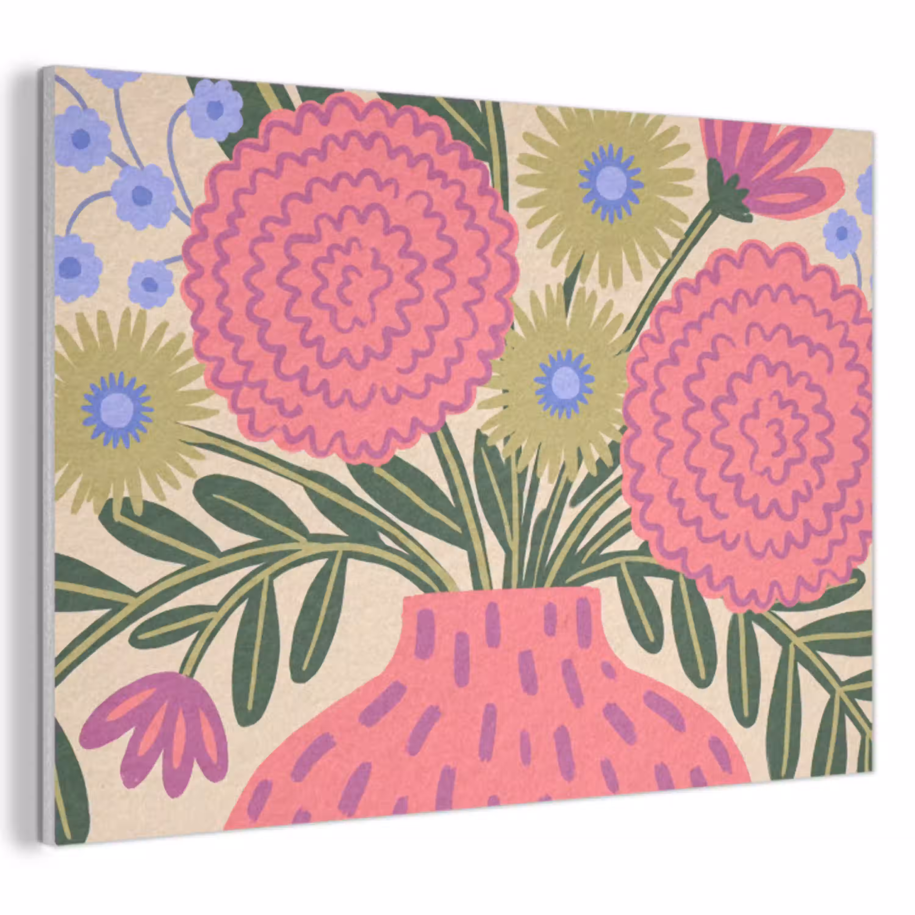 Bloemen - Boeket - Natuur - Abstract - Roze PET vilt klein -3d