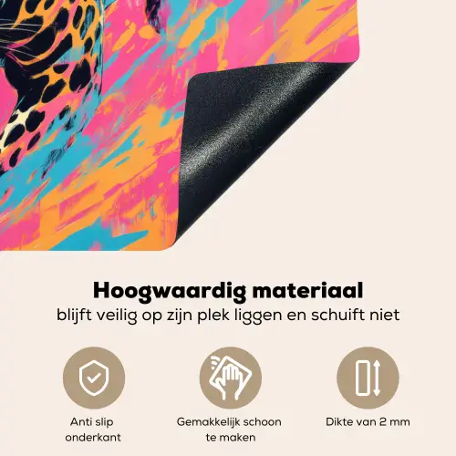 Luipaard - Roze - Oranje - Blauw - Verf Inductie beschemer met haakjes klein -ky-onderkant-nl