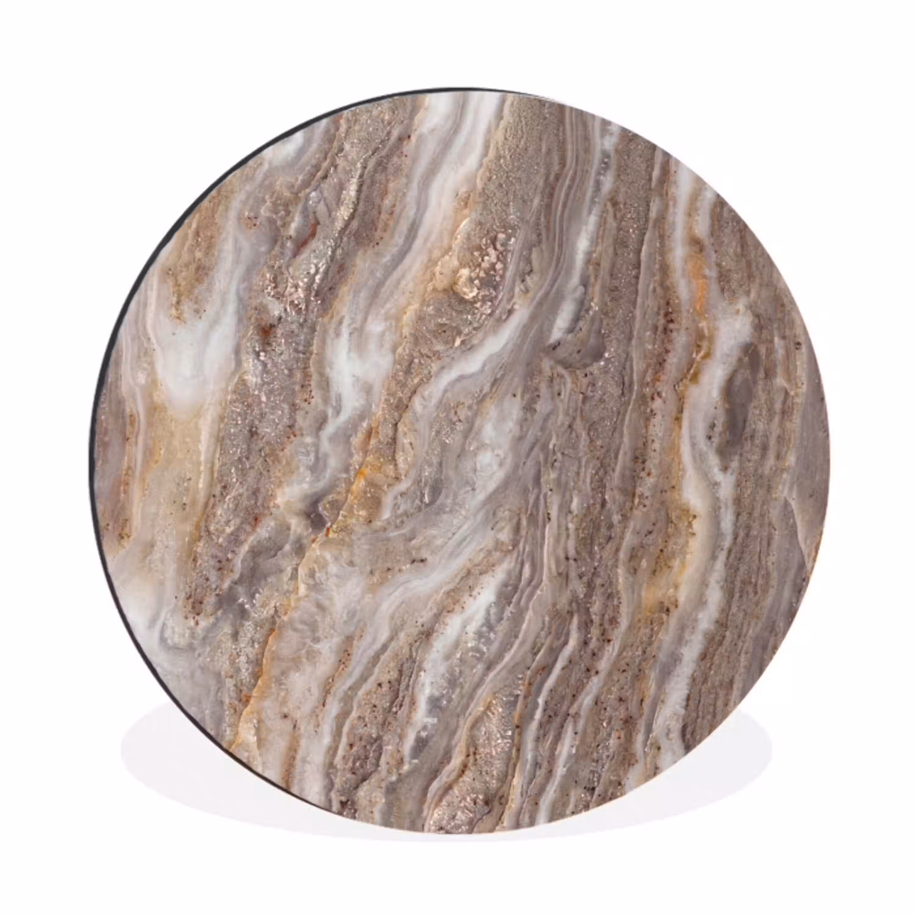 Textuur - Steen - Abstract - Beige Wandcirkel aluminium klein -3d