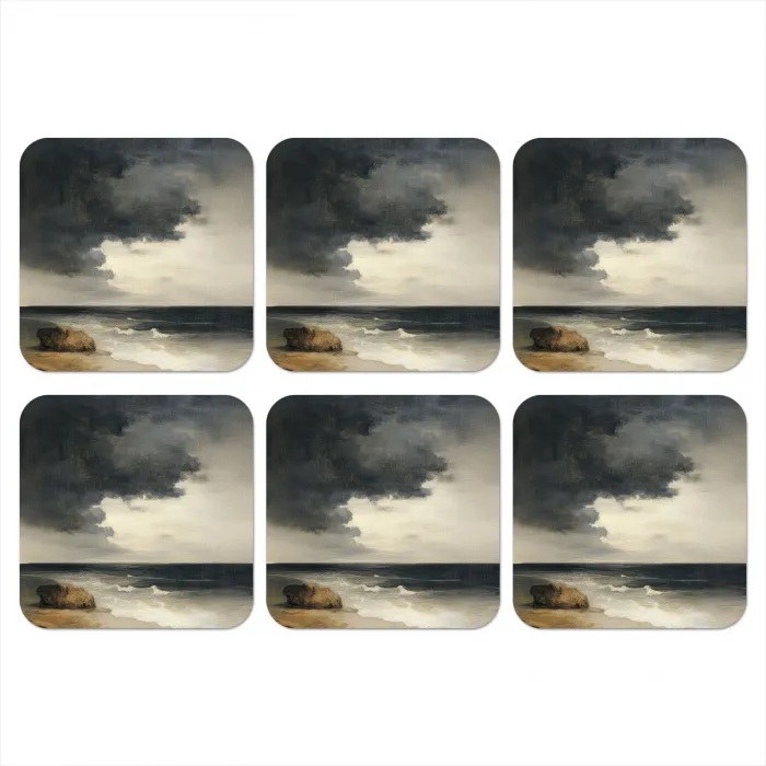 Kust - Golven - Rots - Storm onderzetter kurk middel -3d