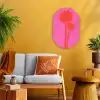 Palmbomen - Modern - Roze Wandcirkel Ovaal Forex klein -sfeer4