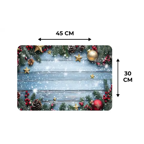 Kerstomlijsting - Sneeuw - Meerkleurig Placemat vinyl groot -specs