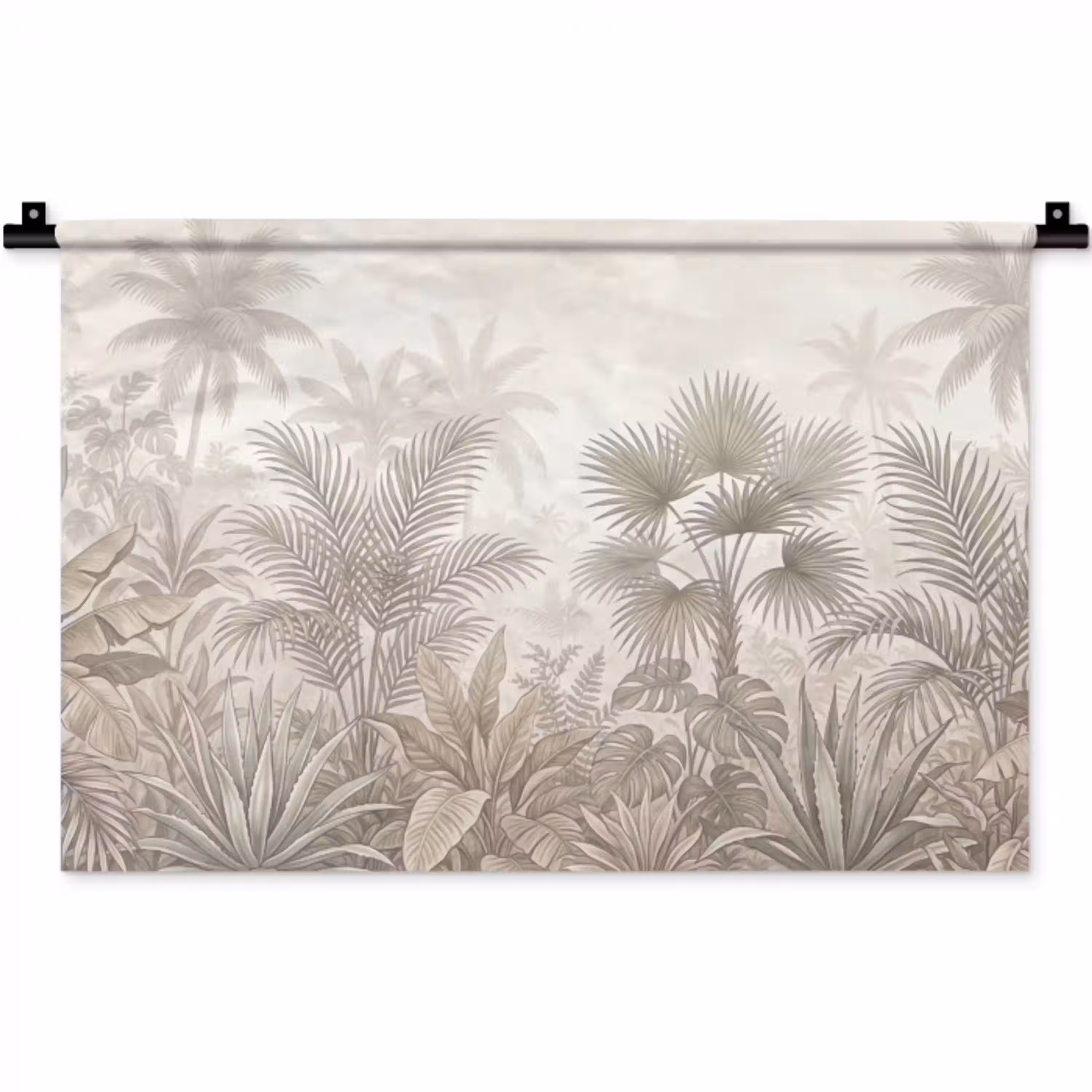 Jungle - Tropisch - Natuur -Vintage - Beige Wandkleed katoen klein -zz3d