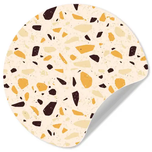 Terrazzo -  Patroon - Geel - Wandcirkel behangsticker klein 186 -3d