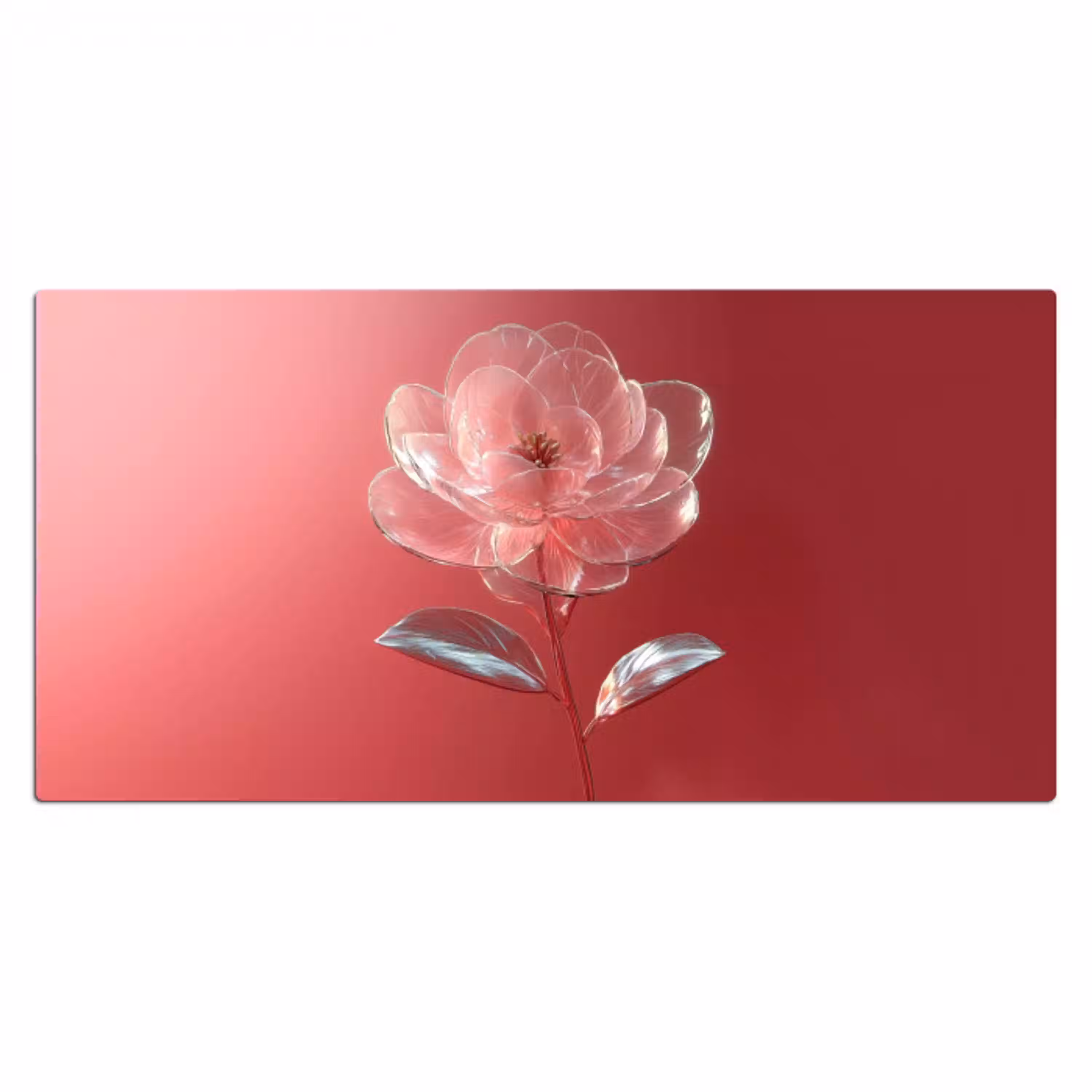Sierlijk - Bloem - Roze - Glazen Muismat XXL klein -3d_leeg