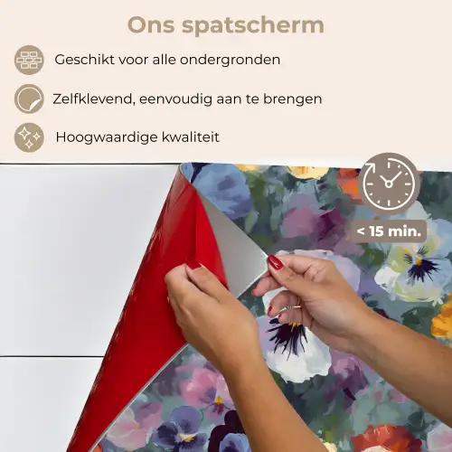 Pastel - Viooltjes - Groen - Patroon keuken achterwand spatscherm klein 900 -spatscherm_NL