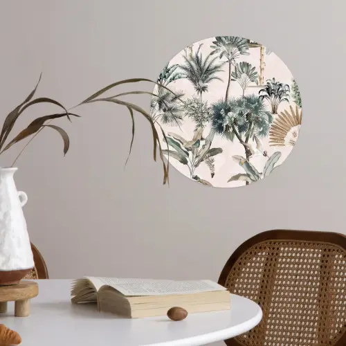 Bladeren - Monstera - Jungle - Tropical Wandcirkel behangsticker klein -sfeer3