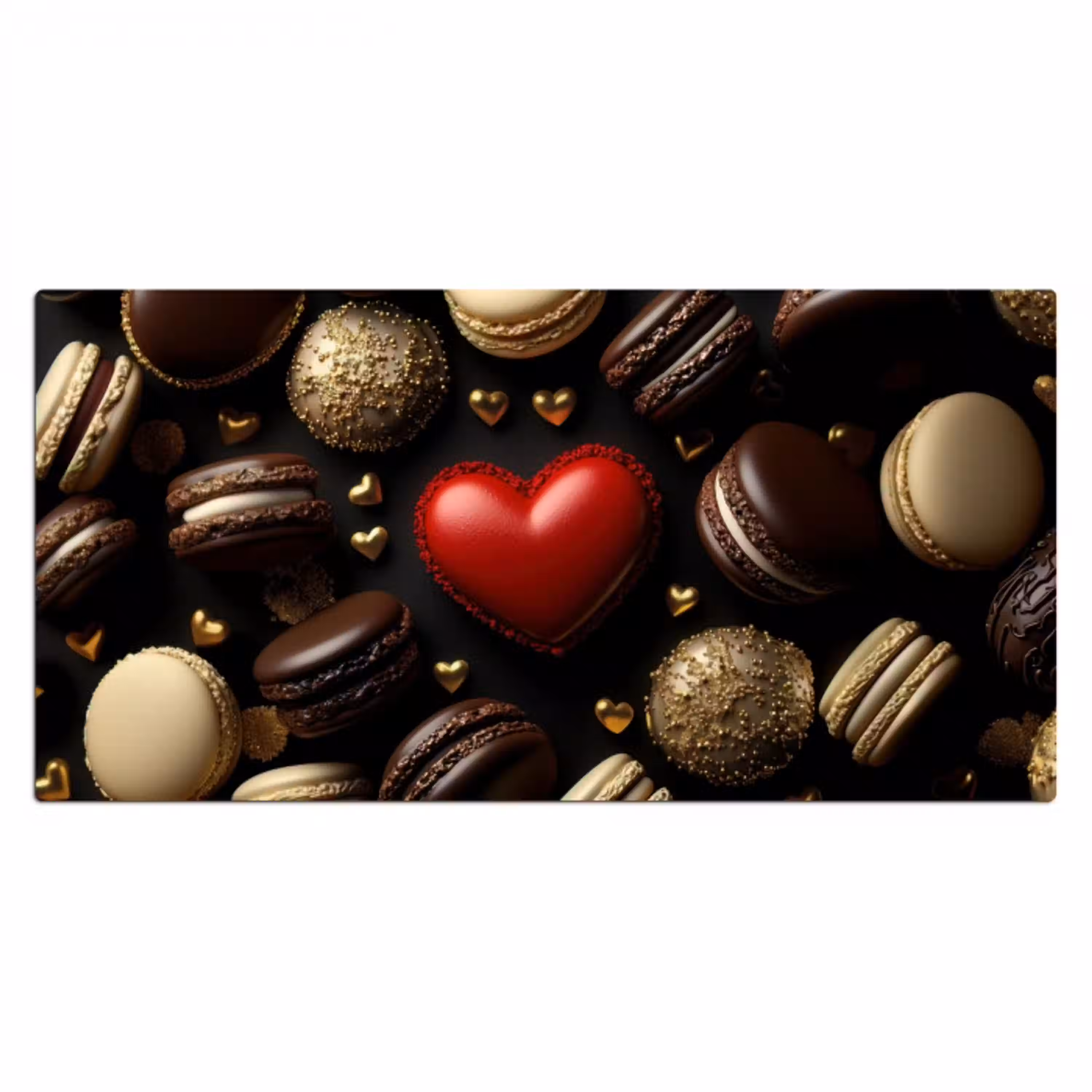 Macarons - Rood - Hart Muismat XXL klein -3d_leeg